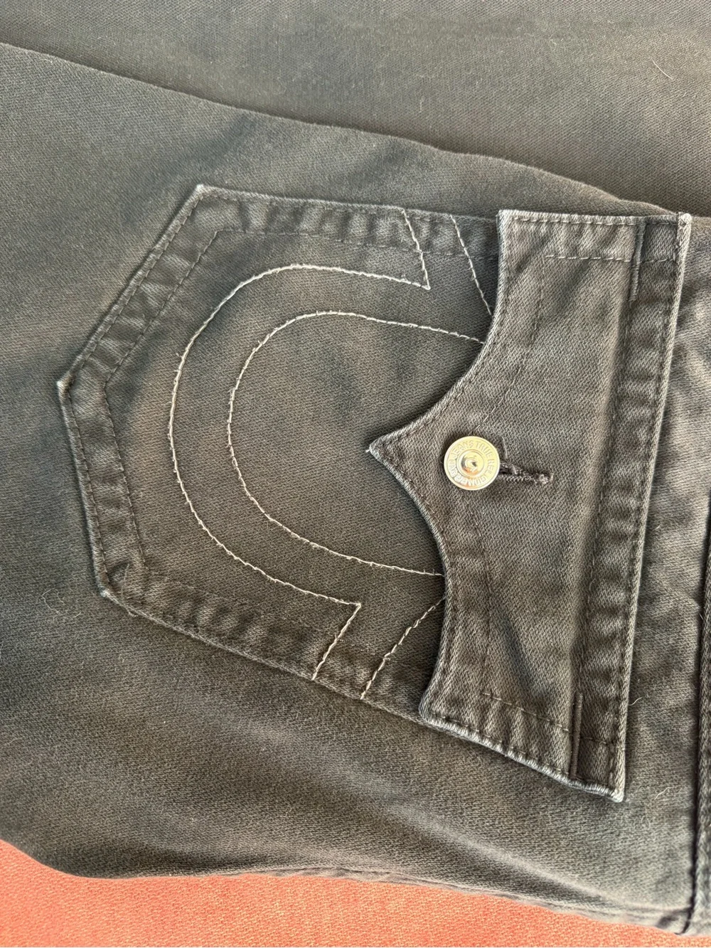 True Religion Black Back-Pocket Straight Jeans